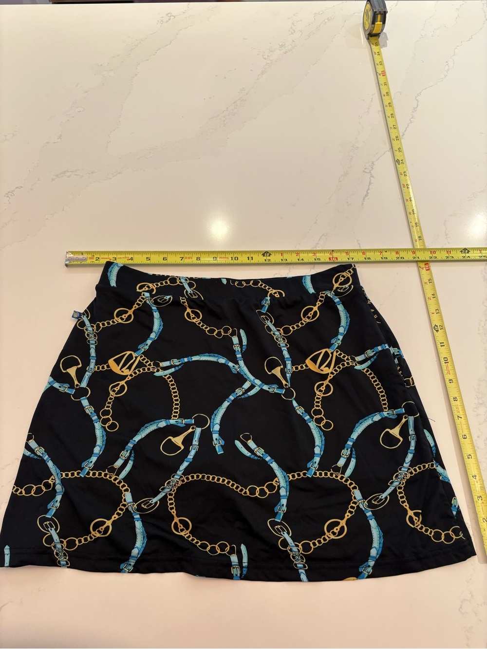 J. McLaughlin Catalina Cloth Horse Bit Chain Print Golf Tennis Skort Large UPF50